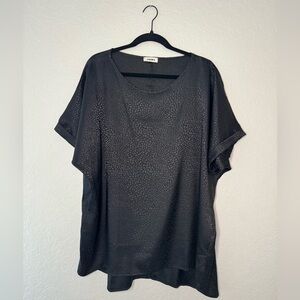 ADORA Black Short-Sleeve Scoop Neck Textured Top